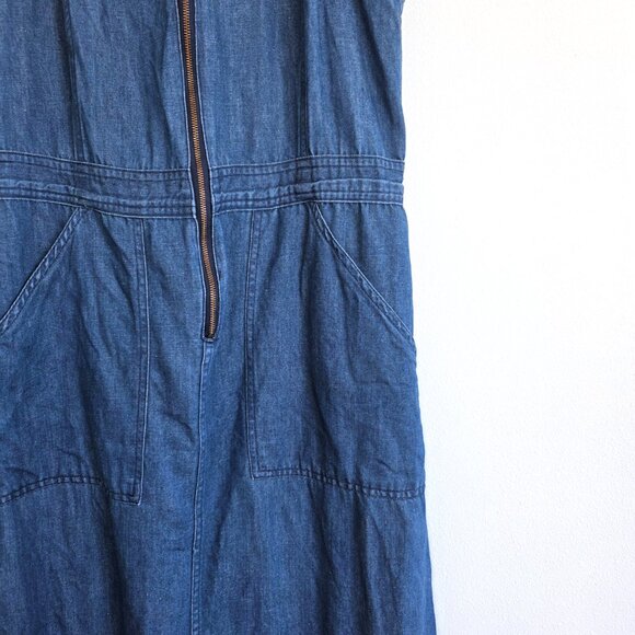Vintage Levi's Denim Jumper Dress Overall Skirt Medium Zip Front 90s Grunge - Picture 4 of 12